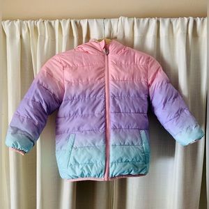 Girls 5T Unicorn Quilted Puffer Jacket with Hoodie